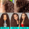 Chocolate Brown Deep Wave 13x6 Lace Front Wig Wig Human Hair Water Wave 250% Density Curly Wig Human Hair Brown Wigs Pre Plucked - MAGUSTA BEAUTY