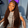 Chocolate Brown Deep Wave 13x6 Lace Front Wig Wig Human Hair Water Wave 250% Density Curly Wig Human Hair Brown Wigs Pre Plucked - MAGUSTA BEAUTY