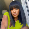 Choice Short Bob Wig Bone Straight 100% Human Hair With Bangs 3x1 Lace Middle Part Wigs For Black Women Bob Wigs - MAGUSTA BEAUTY