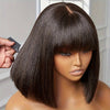 Choice Short Bob Wig Bone Straight 100% Human Hair With Bangs 3x1 Lace Middle Part Wigs For Black Women Bob Wigs - MAGUSTA BEAUTY
