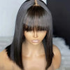 Choice Short Bob Wig Bone Straight 100% Human Hair With Bangs 3x1 Lace Middle Part Wigs For Black Women Bob Wigs - MAGUSTA BEAUTY