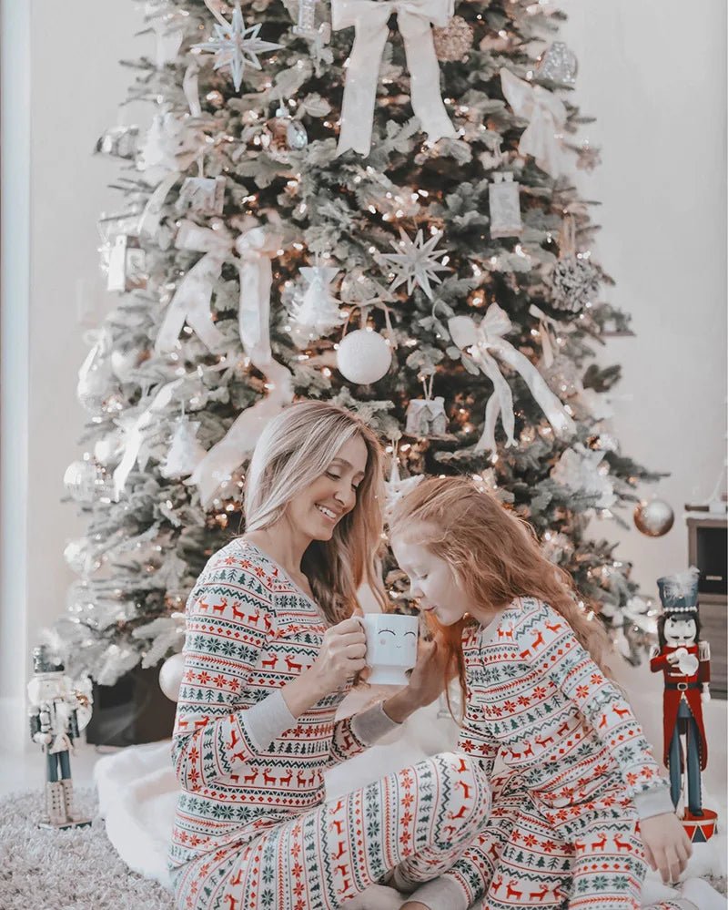 Christmas Family Matching Pajamas Set 2025 Mom Dad Kids Elk Print 2Pcs Clothes Baby Romper Family Look Soft Sleepwear Xmas Gift - MAGUSTA BEAUTY