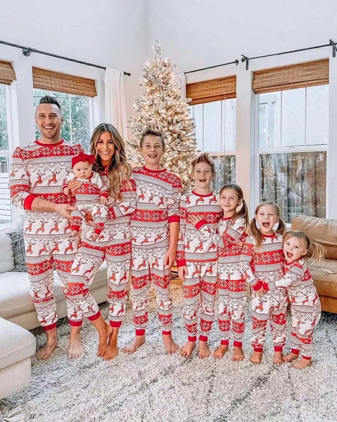 Christmas Family Matching Pajamas Set 2025 Mom Dad Kids Elk Print 2Pcs Clothes Baby Romper Family Look Soft Sleepwear Xmas Gift - MAGUSTA BEAUTY