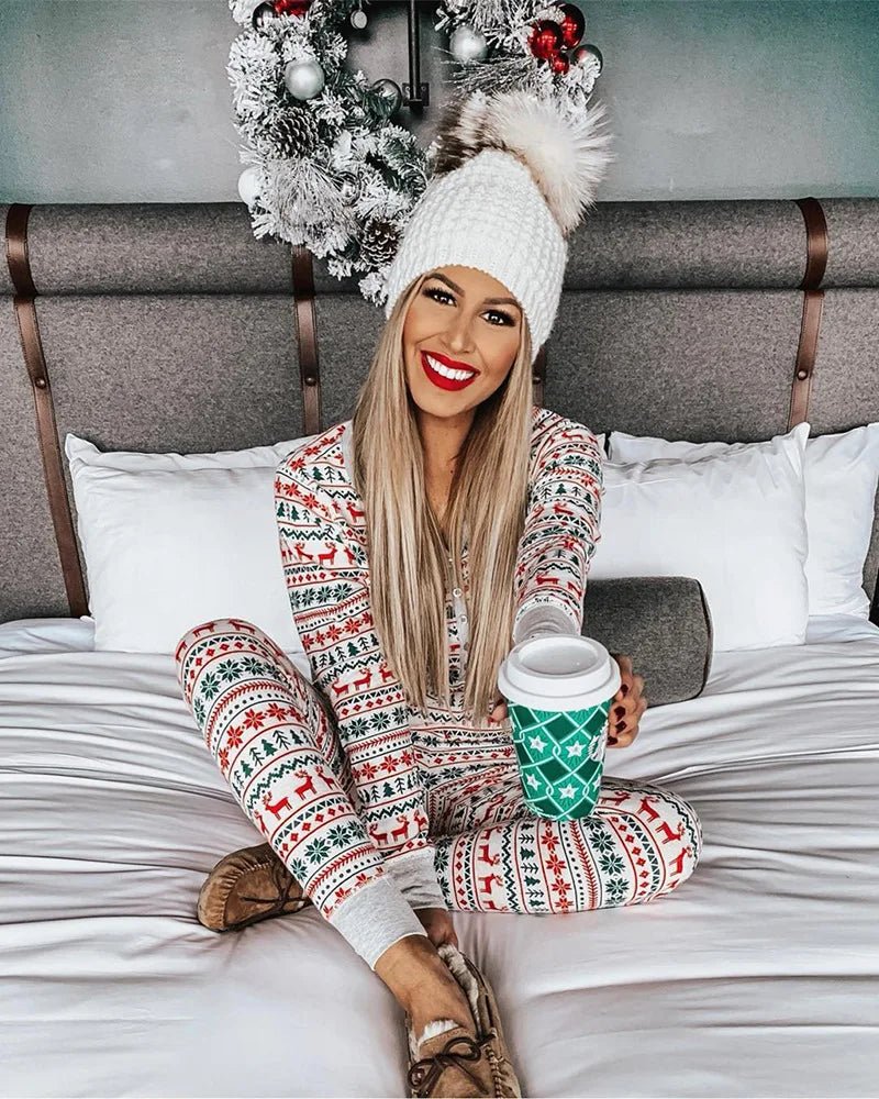 Christmas Family Matching Pajamas Set 2025 Mom Dad Kids Elk Print 2Pcs Clothes Baby Romper Family Look Soft Sleepwear Xmas Gift - MAGUSTA BEAUTY