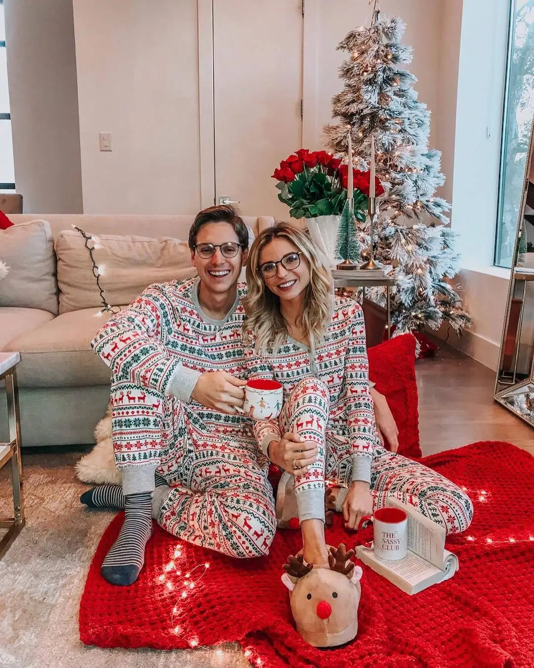 Christmas Family Matching Pajamas Set 2025 Mom Dad Kids Elk Print 2Pcs Clothes Baby Romper Family Look Soft Sleepwear Xmas Gift - MAGUSTA BEAUTY