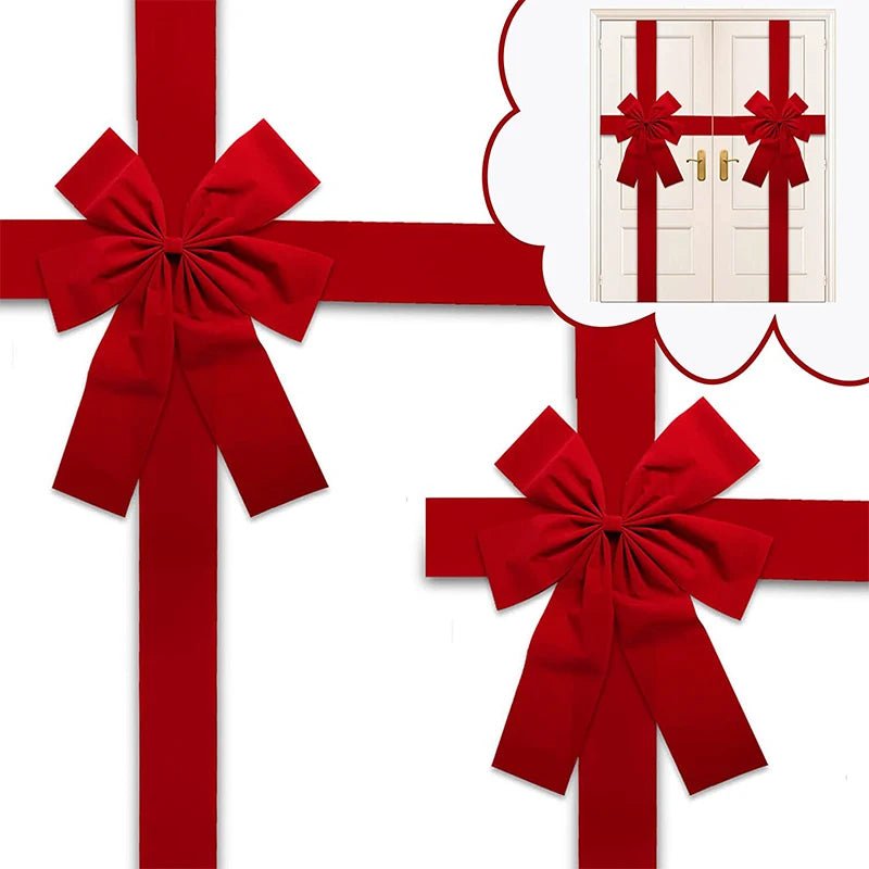 Christmas Front Door Decoration Hanging Bow Knot Imitation Linen Ribbon New Year Xmas Front Door Decor Big Bow Diy Material - MAGUSTA BEAUTY