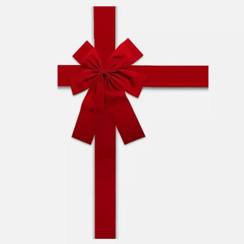 Christmas Front Door Decoration Hanging Bow Knot Imitation Linen Ribbon New Year Xmas Front Door Decor Big Bow Diy Material - MAGUSTA BEAUTY
