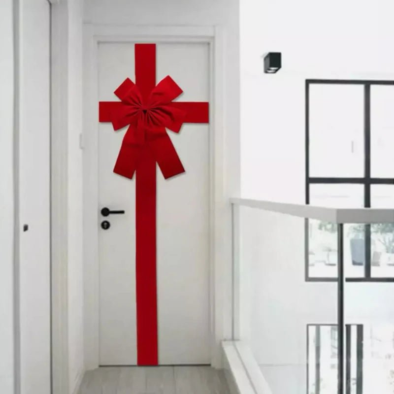 Christmas Front Door Decoration Hanging Bow Knot Imitation Linen Ribbon New Year Xmas Front Door Decor Big Bow Diy Material - MAGUSTA BEAUTY