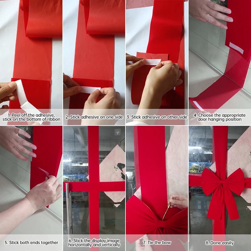Christmas Front Door Decoration Hanging Bow Knot Imitation Linen Ribbon New Year Xmas Front Door Decor Big Bow Diy Material - MAGUSTA BEAUTY