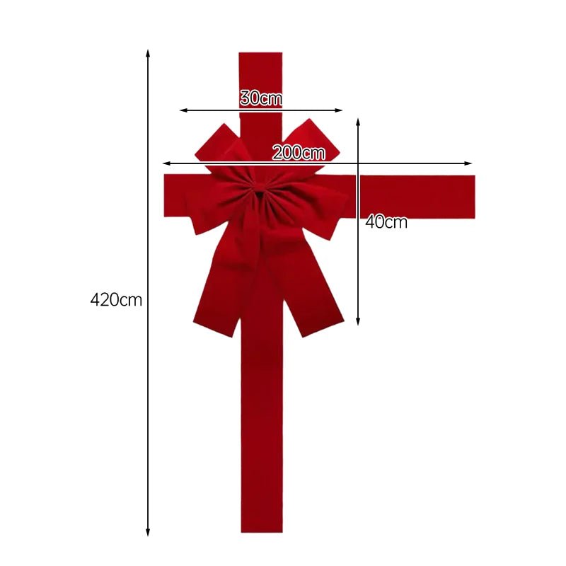 Christmas Front Door Decoration Hanging Bow Knot Imitation Linen Ribbon New Year Xmas Front Door Decor Big Bow Diy Material - MAGUSTA BEAUTY