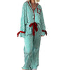 Christmas Pajamas Striped Button Up Crop Blouse Bowknot Long Sleeve Shirt Tops + Wide Leg Pants Women Holiday Lounge Sleepwear - MAGUSTA BEAUTY