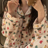 Christmas PJ Set Women Autumn Female Homewear Long Sleeves Button Sleepwear Pajamas Pants Pajama Sets Kawaii Y2K Girls Nightwear - MAGUSTA BEAUTY