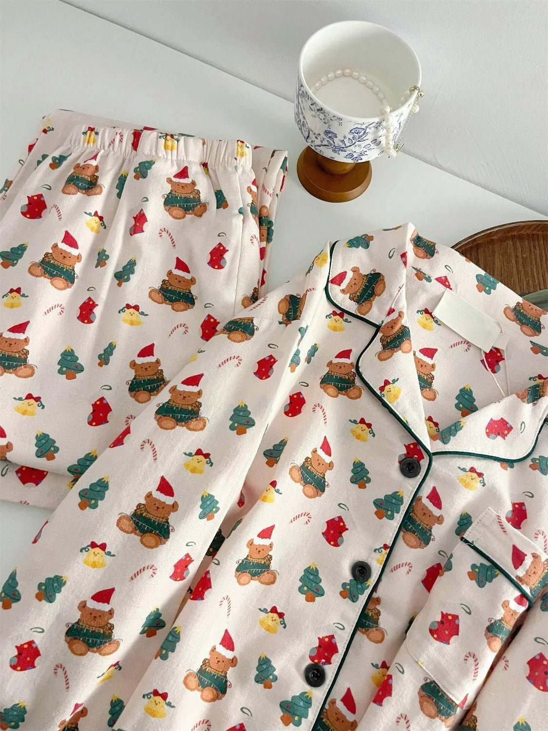 Christmas PJ Set Women Autumn Female Homewear Long Sleeves Button Sleepwear Pajamas Pants Pajama Sets Kawaii Y2K Girls Nightwear - MAGUSTA BEAUTY