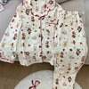 Christmas PJ Set Women Autumn Female Homewear Long Sleeves Button Sleepwear Pajamas Pants Pajama Sets Kawaii Y2K Girls Nightwear - MAGUSTA BEAUTY