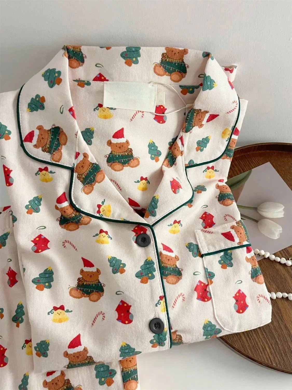 Christmas PJ Set Women Autumn Female Homewear Long Sleeves Button Sleepwear Pajamas Pants Pajama Sets Kawaii Y2K Girls Nightwear - MAGUSTA BEAUTY