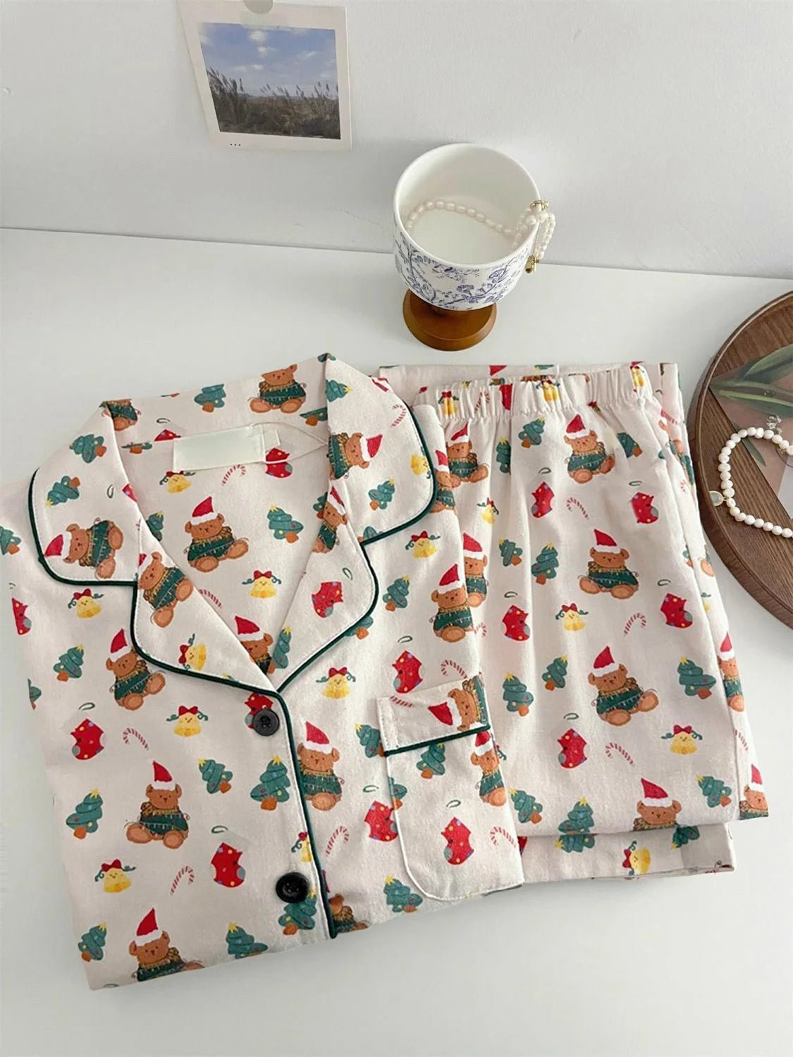 Christmas PJ Set Women Autumn Female Homewear Long Sleeves Button Sleepwear Pajamas Pants Pajama Sets Kawaii Y2K Girls Nightwear - MAGUSTA BEAUTY