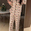 Christmas PJ Set Women Autumn Female Homewear Long Sleeves Button Sleepwear Pajamas Pants Pajama Sets Kawaii Y2K Girls Nightwear - MAGUSTA BEAUTY