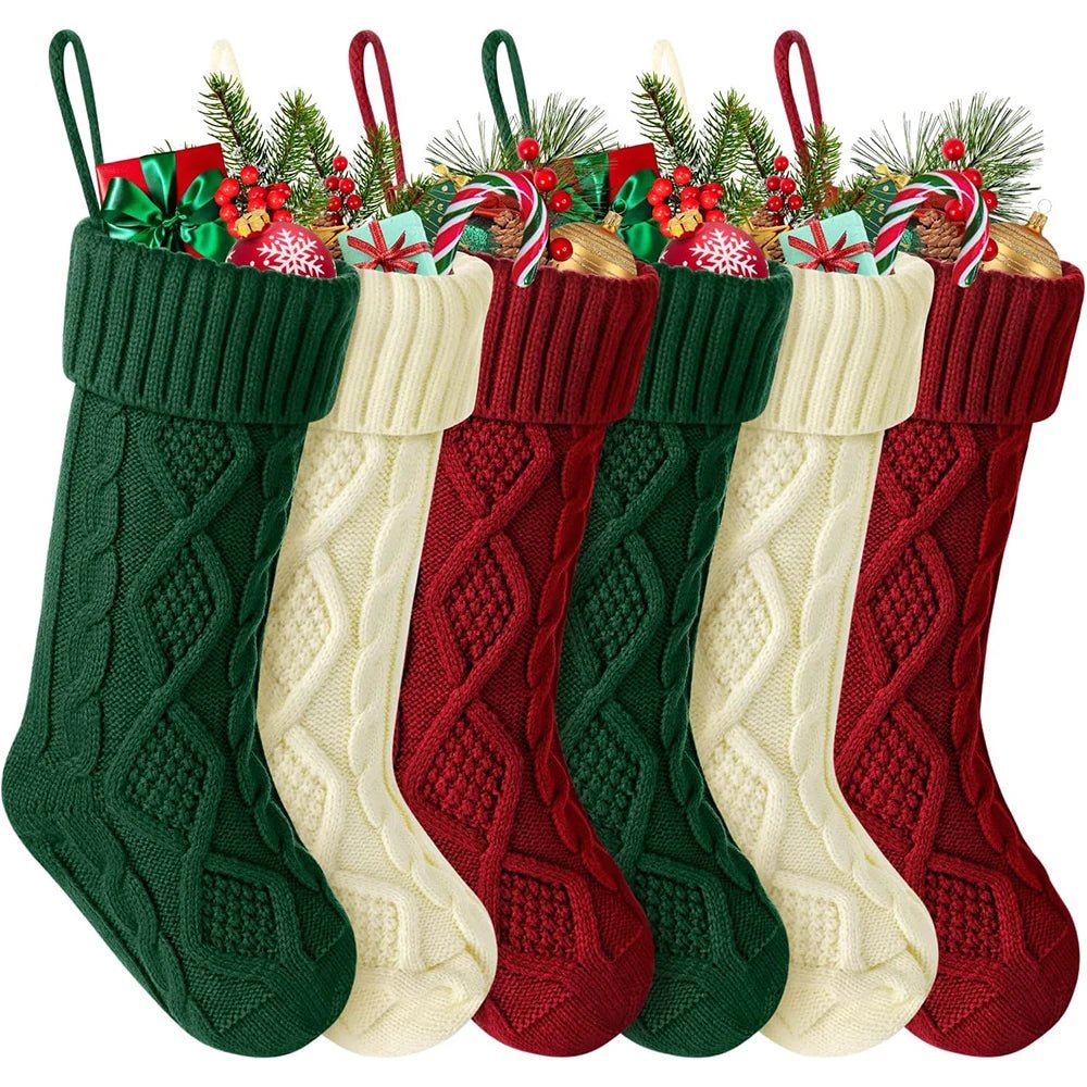 Christmas Stockings For Kids Large Size Cable Knit Stocking Christmas Decorations For Family Party - MAGUSTA BEAUTY