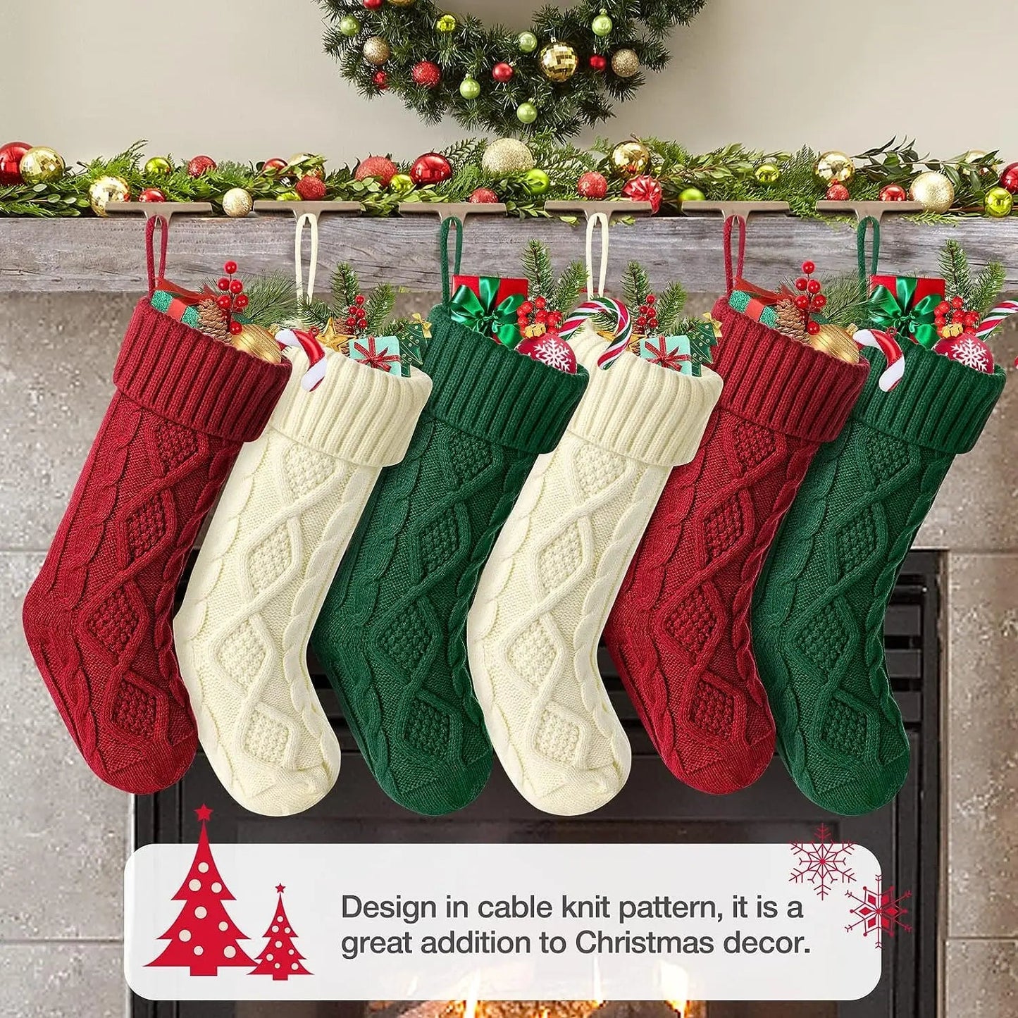 Christmas Stockings For Kids Large Size Cable Knit Stocking Christmas Decorations For Family Party - MAGUSTA BEAUTY