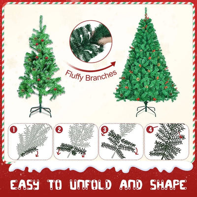 Classic Pine Tree 7FT/8FT Pre - Artificial Christmas Tree, with Metal Hinges 1000 PVC Branches Artificial Xmas Tree Home Decor - MAGUSTA BEAUTY