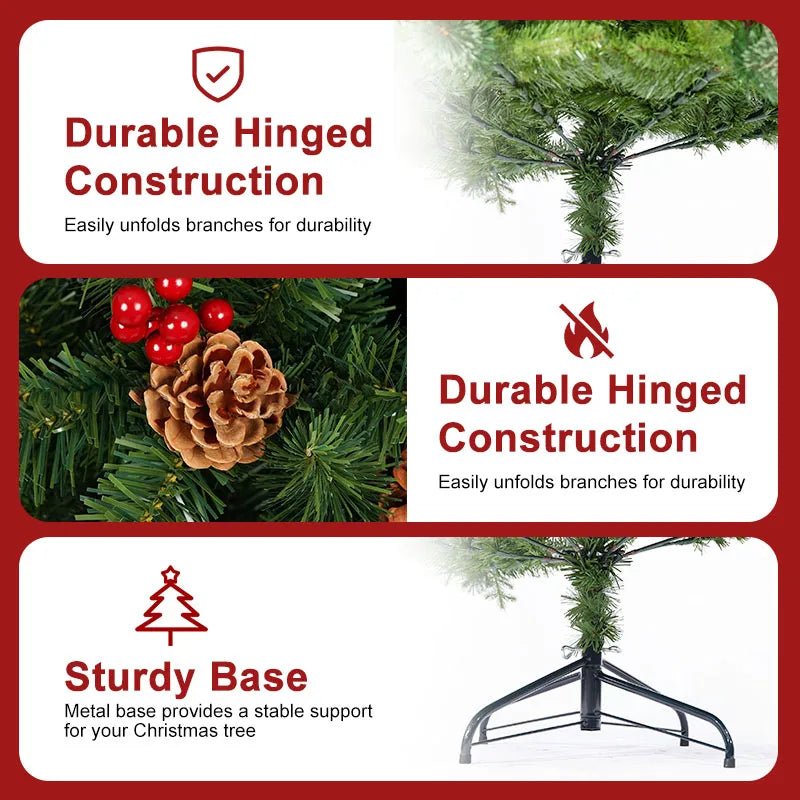 Classic Pine Tree 7FT/8FT Pre - Artificial Christmas Tree, with Metal Hinges 1000 PVC Branches Artificial Xmas Tree Home Decor - MAGUSTA BEAUTY