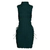 CM.YAYA Lace Up Side Hollow Out Seersucker Sleeveless Turtleneck Bodycon Midi Dress Women 2022 Summer Chic Ins Dresses - MAGUSTA BEAUTY