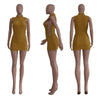 CM.YAYA Lace Up Side Hollow Out Seersucker Sleeveless Turtleneck Bodycon Midi Dress Women 2022 Summer Chic Ins Dresses - MAGUSTA BEAUTY