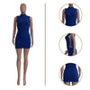 CM.YAYA Lace Up Side Hollow Out Seersucker Sleeveless Turtleneck Bodycon Midi Dress Women 2022 Summer Chic Ins Dresses - MAGUSTA BEAUTY