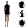 CM.YAYA Lace Up Side Hollow Out Seersucker Sleeveless Turtleneck Bodycon Midi Dress Women 2022 Summer Chic Ins Dresses - MAGUSTA BEAUTY