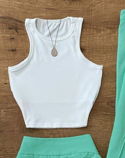 CPSYMYM 3 Pieces Outfits Women Outfit Spring New Solid Color Round Neck Crop Tank & High Waist Mini Skirts Set with Sleeveless - MAGUSTA BEAUTY