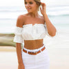 crop tops women summer lantern sleeve sexy strapless beach tops red black white ruched crop top tank top croptop - MAGUSTA BEAUTY