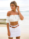 crop tops women summer lantern sleeve sexy strapless beach tops red black white ruched crop top tank top croptop - MAGUSTA BEAUTY