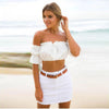 crop tops women summer lantern sleeve sexy strapless beach tops red black white ruched crop top tank top croptop - MAGUSTA BEAUTY