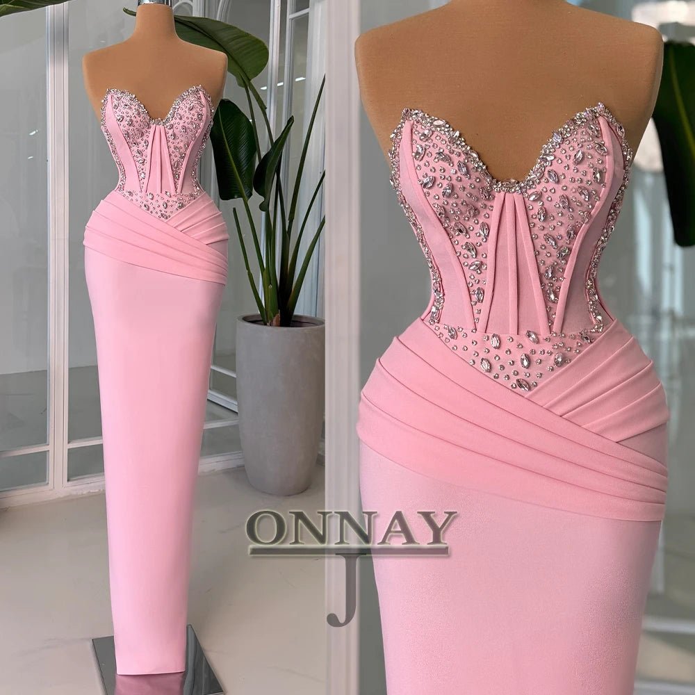 Customized Pink Mermaid Prom Dresses for Women Corset Crystals Saudi Arabric Gala Bespoke Occasion Gown Vestidos De Fiesta Plus - MAGUSTA BEAUTY