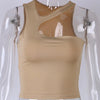 Cut Out Sexy Crop Off Shoulder Solid Skinny Sport Short Tops Women Tank Irregular Summer Tube Tops - MAGUSTA BEAUTY