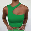 Cut Out Sexy Crop Off Shoulder Solid Skinny Sport Short Tops Women Tank Irregular Summer Tube Tops - MAGUSTA BEAUTY