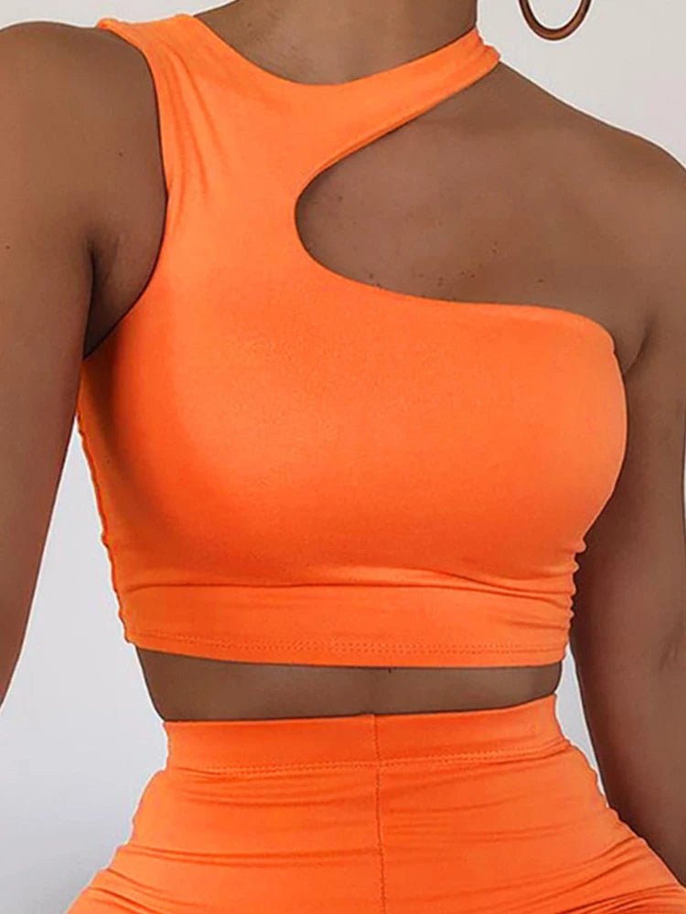 Cut Out Sexy Crop Off Shoulder Solid Skinny Sport Short Tops Women Tank Irregular Summer Tube Tops - MAGUSTA BEAUTY