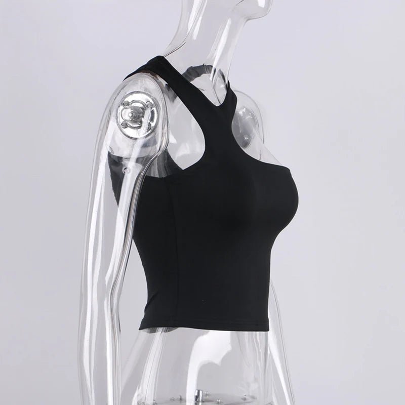 Cut Out Sexy Crop Off Shoulder Solid Skinny Sport Short Tops Women Tank Irregular Summer Tube Tops - MAGUSTA BEAUTY