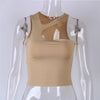 Cut Out Sexy Crop Off Shoulder Solid Skinny Sport Short Tops Women Tank Irregular Summer Tube Tops - MAGUSTA BEAUTY