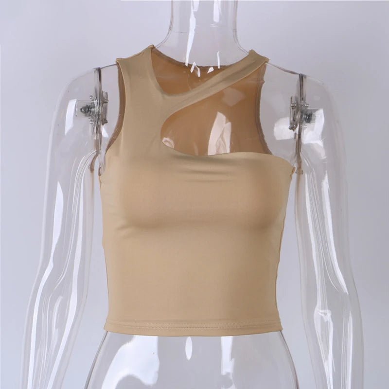 Cut Out Sexy Crop Off Shoulder Solid Skinny Sport Short Tops Women Tank Irregular Summer Tube Tops - MAGUSTA BEAUTY