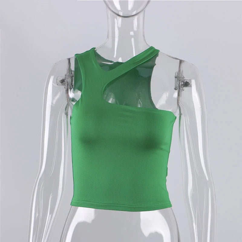 Cut Out Sexy Crop Off Shoulder Solid Skinny Sport Short Tops Women Tank Irregular Summer Tube Tops - MAGUSTA BEAUTY