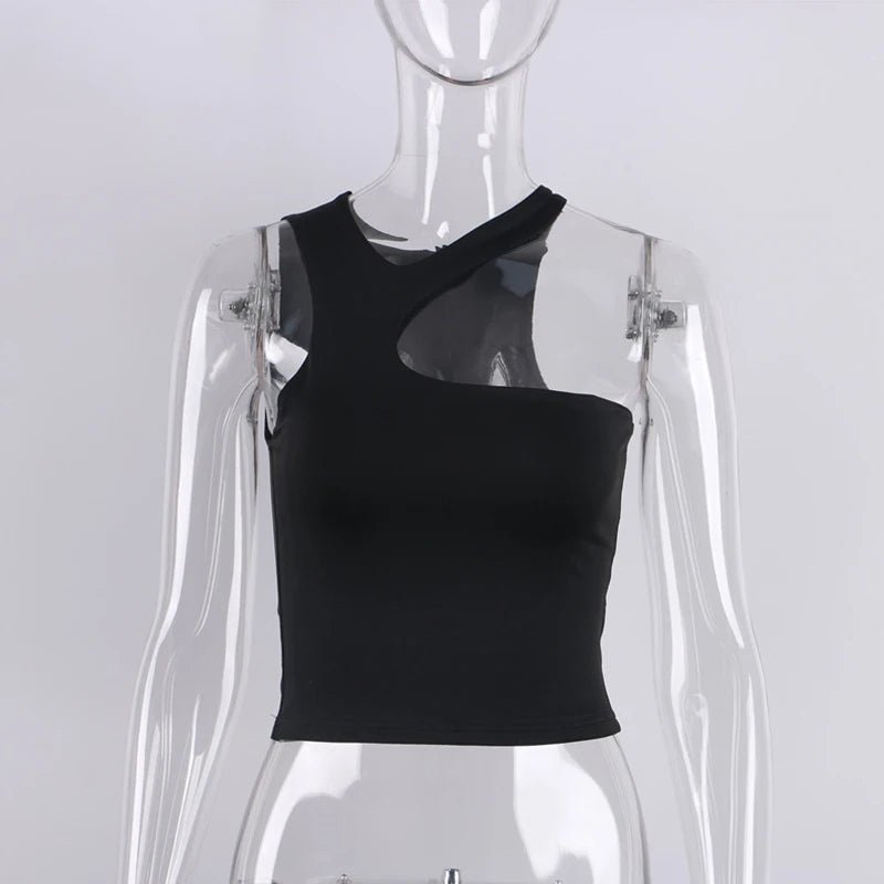 Cut Out Sexy Crop Off Shoulder Solid Skinny Sport Short Tops Women Tank Irregular Summer Tube Tops - MAGUSTA BEAUTY