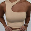 Cut Out Sexy Crop Off Shoulder Solid Skinny Sport Short Tops Women Tank Irregular Summer Tube Tops - MAGUSTA BEAUTY