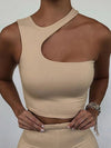 Cut Out Sexy Crop Off Shoulder Solid Skinny Sport Short Tops Women Tank Irregular Summer Tube Tops - MAGUSTA BEAUTY