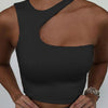 Cut Out Sexy Crop Off Shoulder Solid Skinny Sport Short Tops Women Tank Irregular Summer Tube Tops - MAGUSTA BEAUTY
