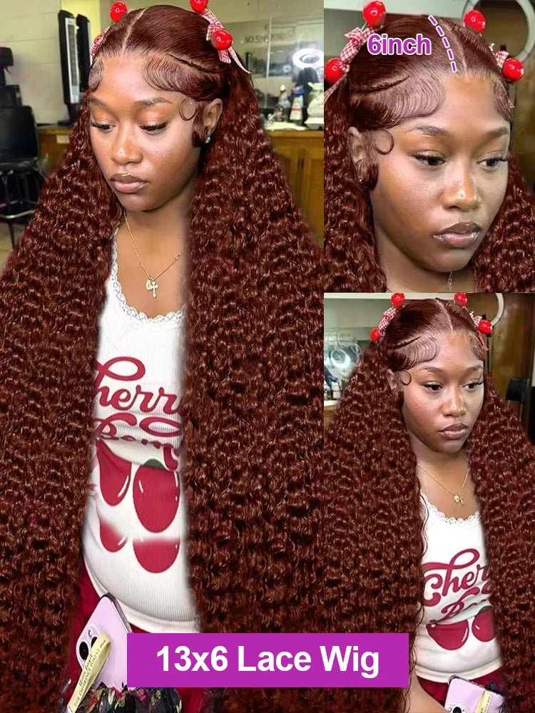 Deep Curly Wigs Human Hair Chocolate Brown 13x4 13x6 Hd Lace Frontal Wig Colored Water Wave Lace Front Wig for Women 30 36 Inch - MAGUSTA BEAUTY
