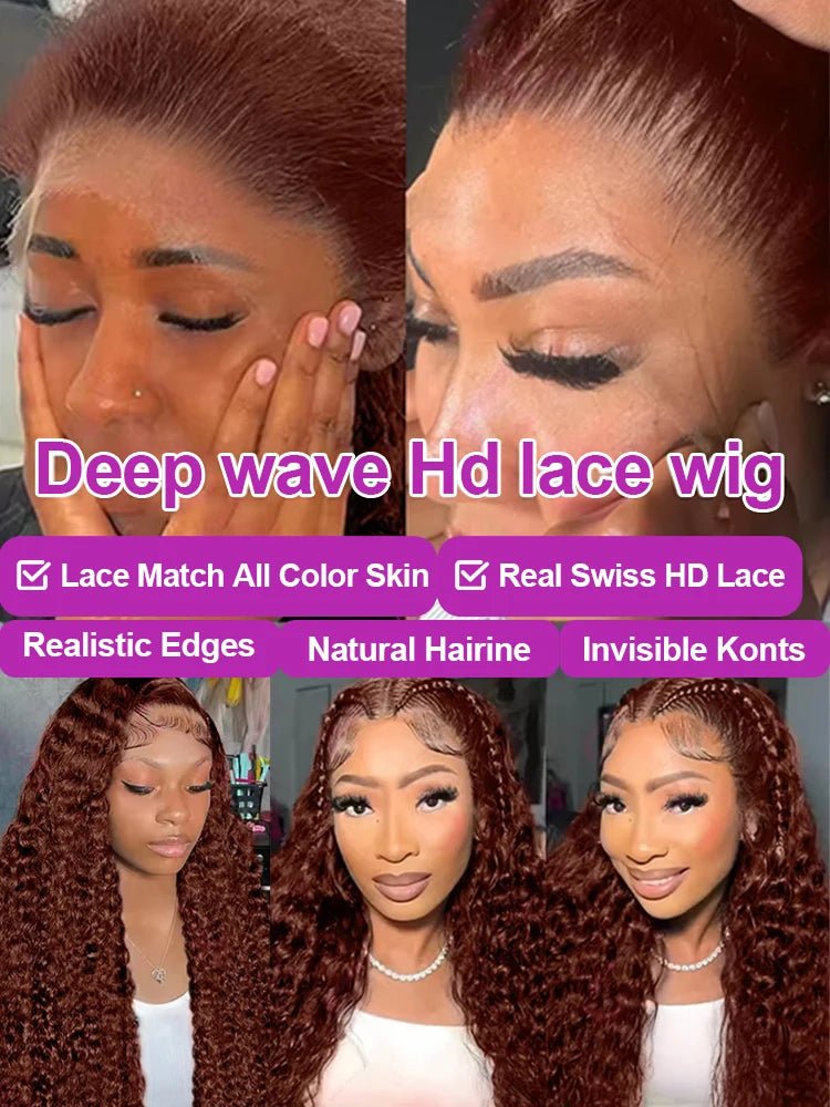 Deep Curly Wigs Human Hair Chocolate Brown 13x4 13x6 Hd Lace Frontal Wig Colored Water Wave Lace Front Wig for Women 30 36 Inch - MAGUSTA BEAUTY