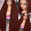 Deep Curly Wigs Human Hair Chocolate Brown 13x4 13x6 Hd Lace Frontal Wig Colored Water Wave Lace Front Wig for Women 30 36 Inch - MAGUSTA BEAUTY