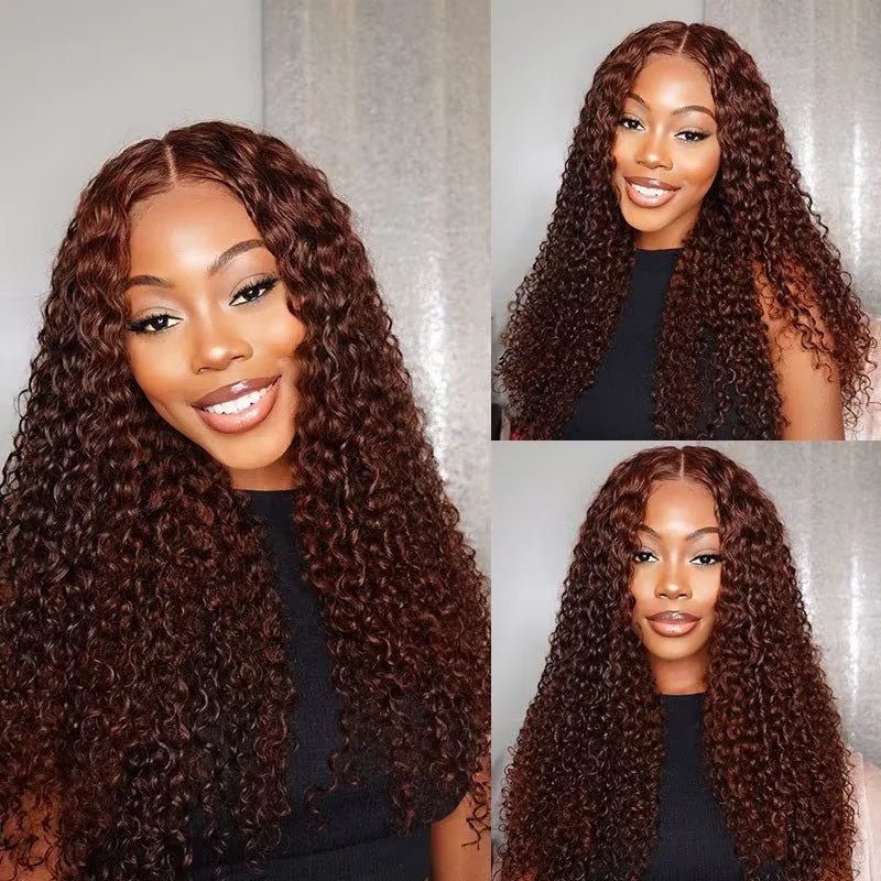 Deep Curly Wigs Human Hair Chocolate Brown 13x4 13x6 Hd Lace Frontal Wig Colored Water Wave Lace Front Wig for Women 30 36 Inch - MAGUSTA BEAUTY