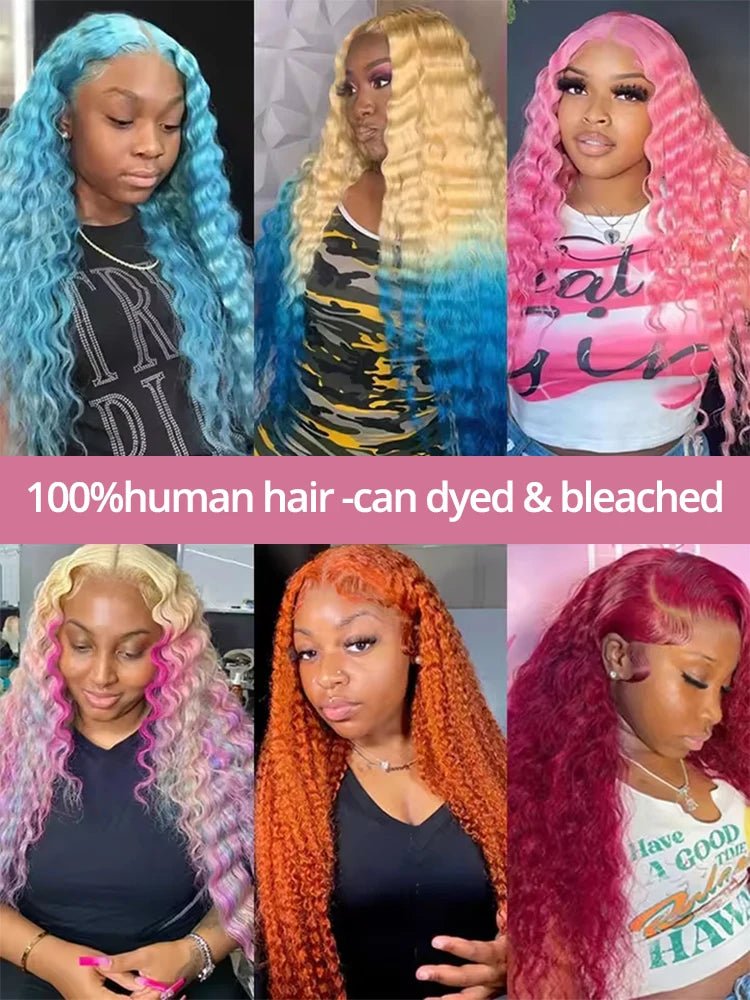 Deep Wave 13x6 HD Lace Frontal Human Hair Wig 30 40 Inch Curly 613 Honey Blonde Water Wave 13x4 Lace Front Wigs For Women 250% - MAGUSTA BEAUTY